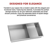 641 x 336 x 101mm Shower Niche Double Shelf Organizer No Tile Needed in Stainless Steel Finish V63-900741