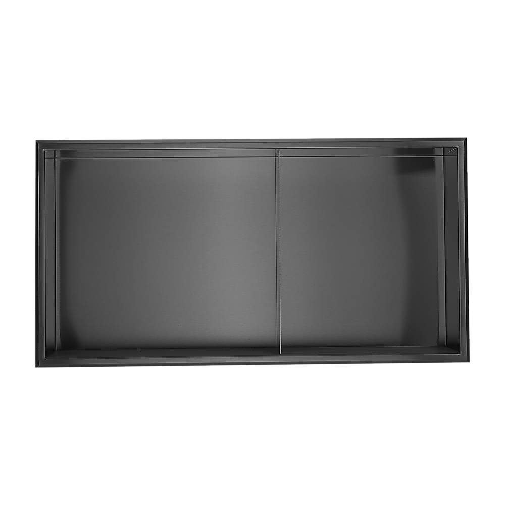 641 x 336 x 101mm Shower Niche Double Shelf Organizer No Tile Needed in Black V63-900751