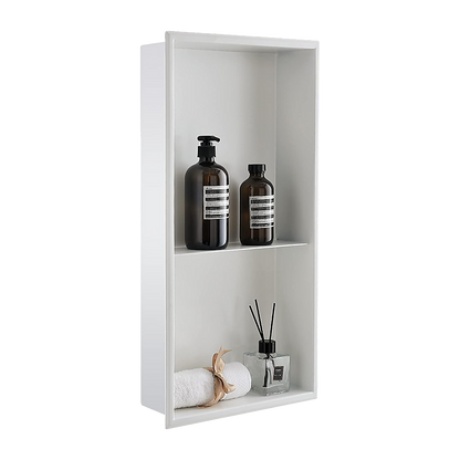 641 x 336 x 101mm Shower Niche Double Shelf Organizer No Tile Needed in White V63-900761
