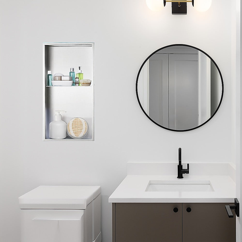 641 x 336 x 101mm Shower Niche Double Shelf Organizer No Tile Needed in White V63-900761