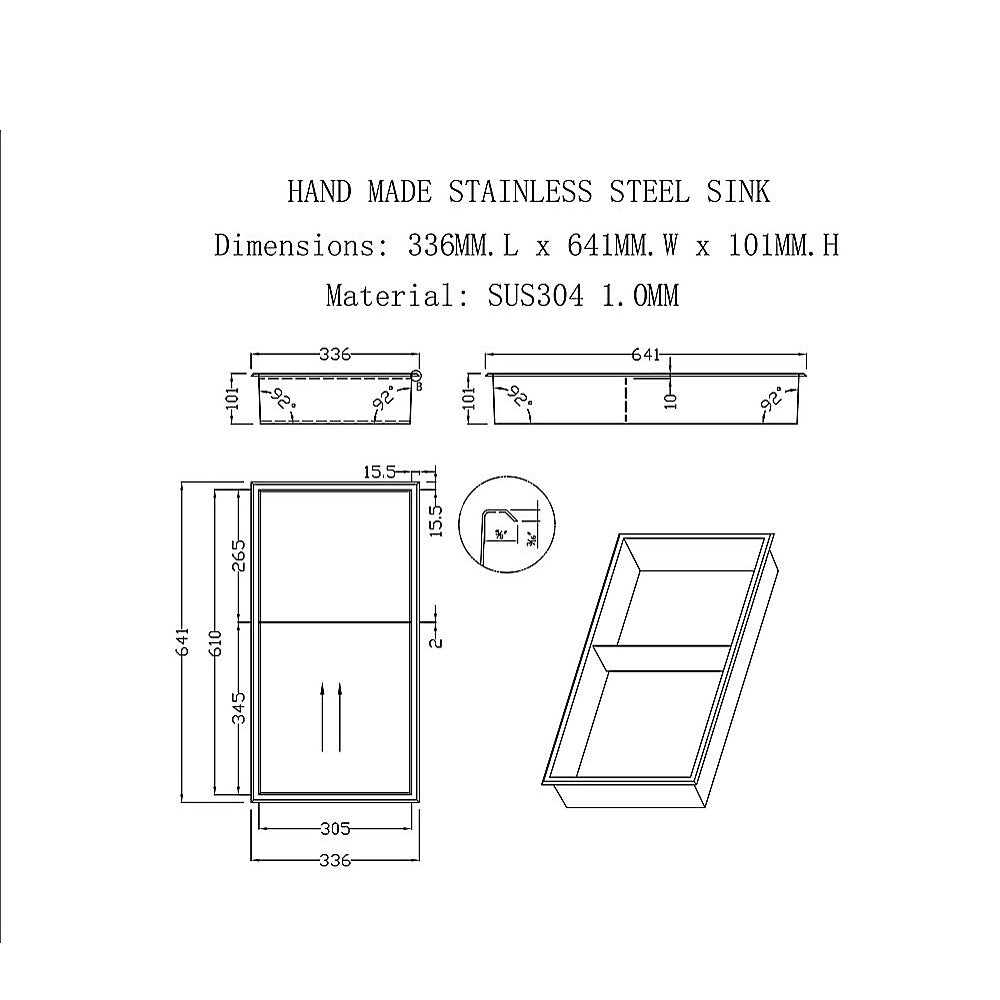 641 x 336 x 101mm Shower Niche Double Shelf Organizer No Tile Needed in White V63-900761