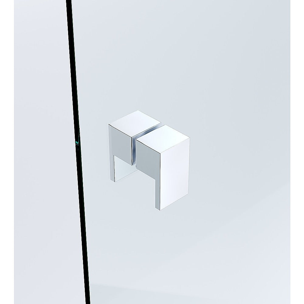 120x120cm Double Door Corner Shower Screen - Chrome F-Brackets, SS Hinges & Square Double Pull Handle V63-902111