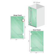 90x110cm Double Door Corner Shower Screen – Gold F-Brackets, SS Hinges & Round Knob Handle