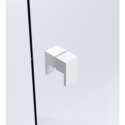 100x110cm Double Door Corner Shower Screen - White F-Brackets, SS Hinges & Square Double Pull Handle V63-903251