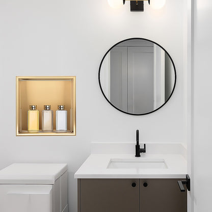 336 x 336 x 101mm Shower Niche Single Shelf Organizer No Tile Needed in Gold V63-905651
