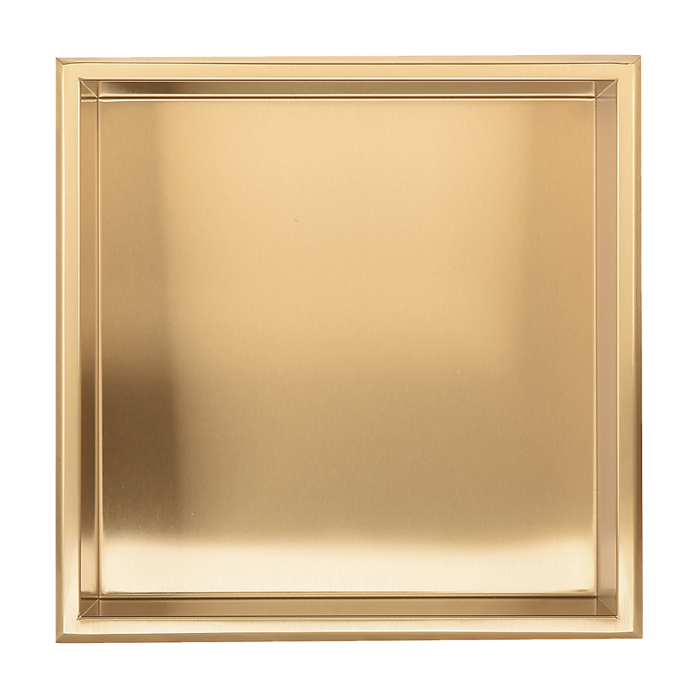 336 x 336 x 101mm Shower Niche Single Shelf Organizer No Tile Needed in Gold V63-905651