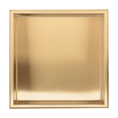336 x 336 x 101mm Shower Niche Single Shelf Organizer No Tile Needed in Gold V63-905651
