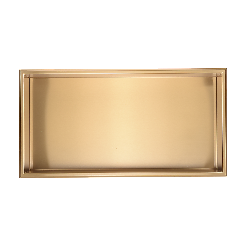 641 x 336 x 101mm Shower Niche Single Shelf Organizer No Tile Needed in Gold V63-905661