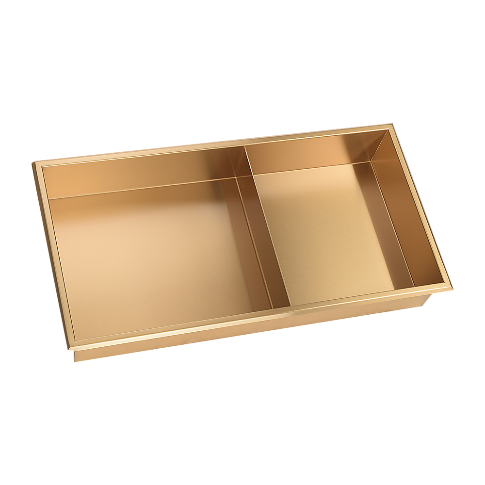 641 x 336 x 101mm Shower Niche Double Shelf Organizer No Tile Needed in Gold
