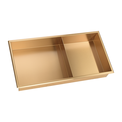 641 x 336 x 101mm Shower Niche Double Shelf Organizer No Tile Needed in Gold