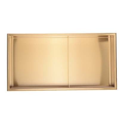 641 x 336 x 101mm Shower Niche Double Shelf Organizer No Tile Needed in Gold V63-905671