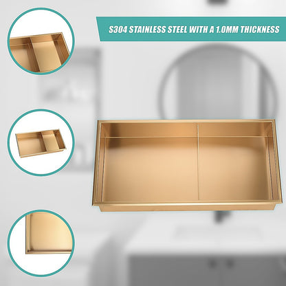 641 x 336 x 101mm Shower Niche Double Shelf Organizer No Tile Needed in Gold V63-905671
