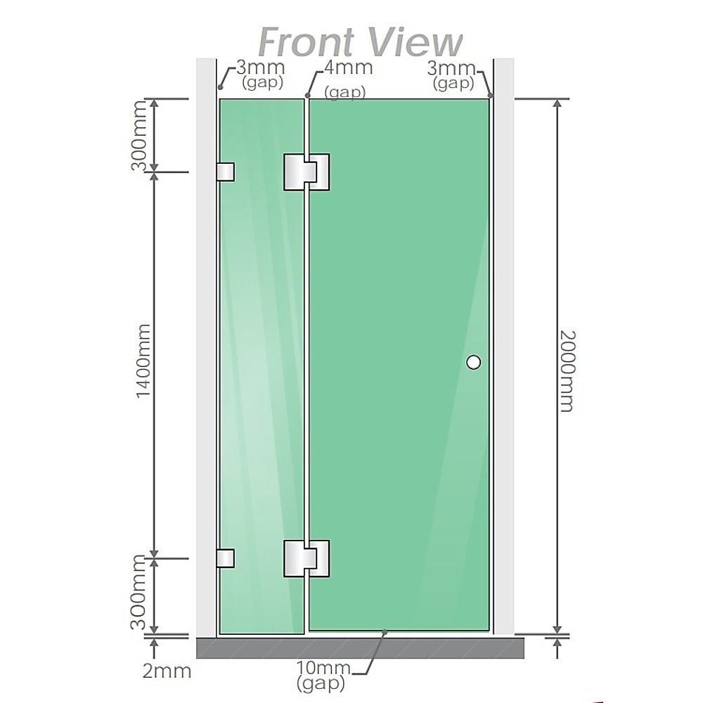 90x110cm Double Door Corner Shower Screen with Nickel Brackets and Brass Hinges, Square double pull Handle V63-907811