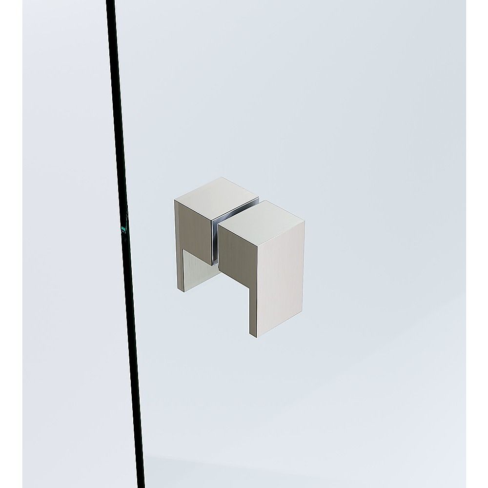 90cm Frameless Diamond Shower Screen – Nickel U-Brackets with SS Hinges & Square Double Pull Handle