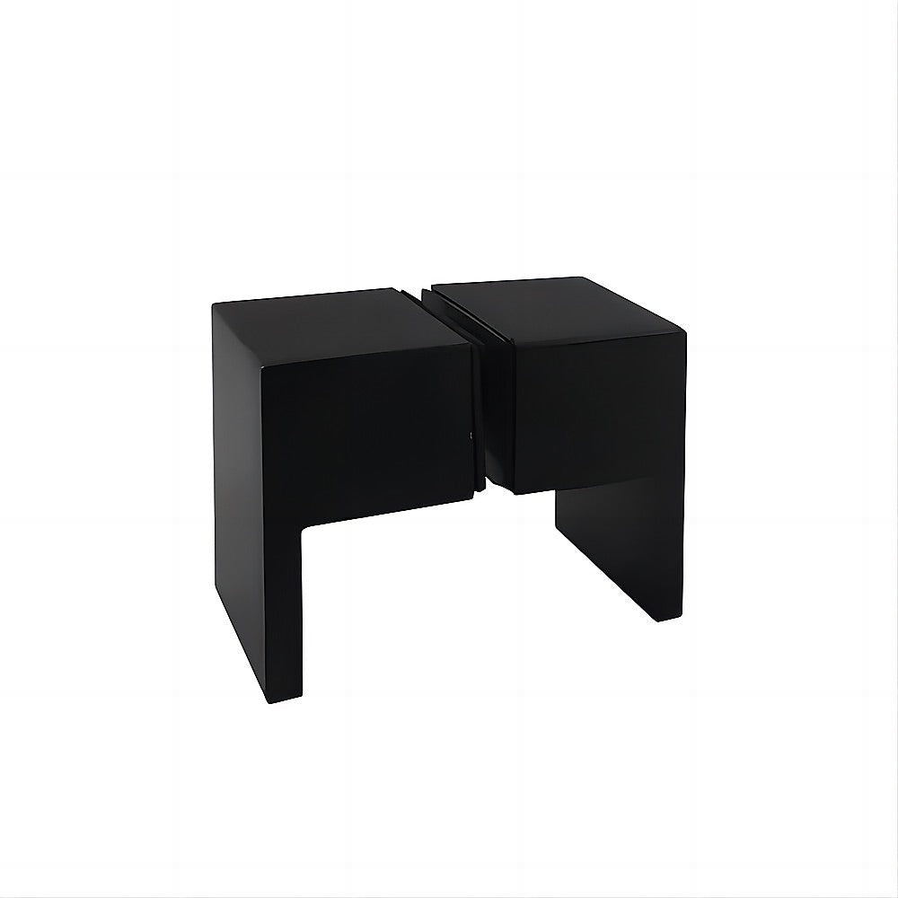 100cm Frameless Diamond Shower Screen - Black U-Brackets with SS Hinges & Square Double Pull Handle V63-911191