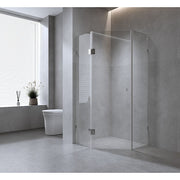 100cm Frameless Diamond Shower Screen – Nickel U-Brackets with SS Hinges & Square Double Pull Handle