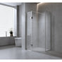 90cm Frameless Diamond Shower Screen - Channels with SS Hinges in Black, Round Handles V63-911371