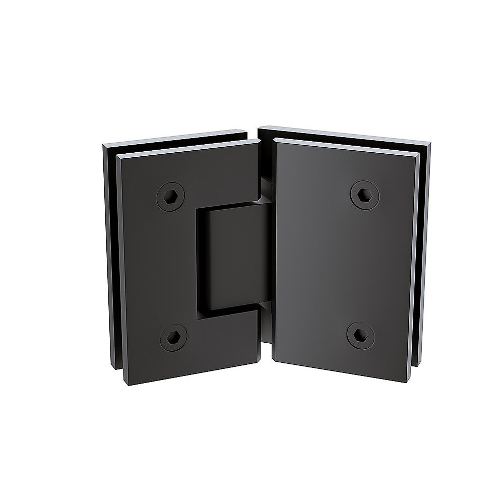 100cm Frameless Diamond Shower Screen - Channels with SS Hinges in Black, Square Knob Handles V63-911491