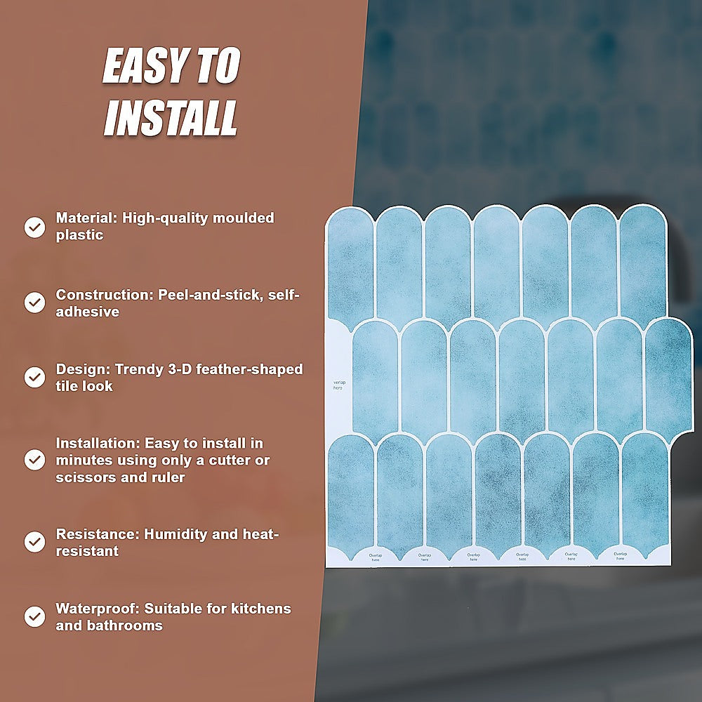 5pcs 3D Wall Stickers Self-adhesive Wallpaper Resistant High Temperature V63-911671