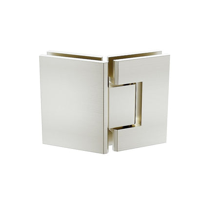 90cm Frameless Diamond Shower Screen - Nickel F-Brackets, Brass Hinges & Square Knob Handle V63-911781