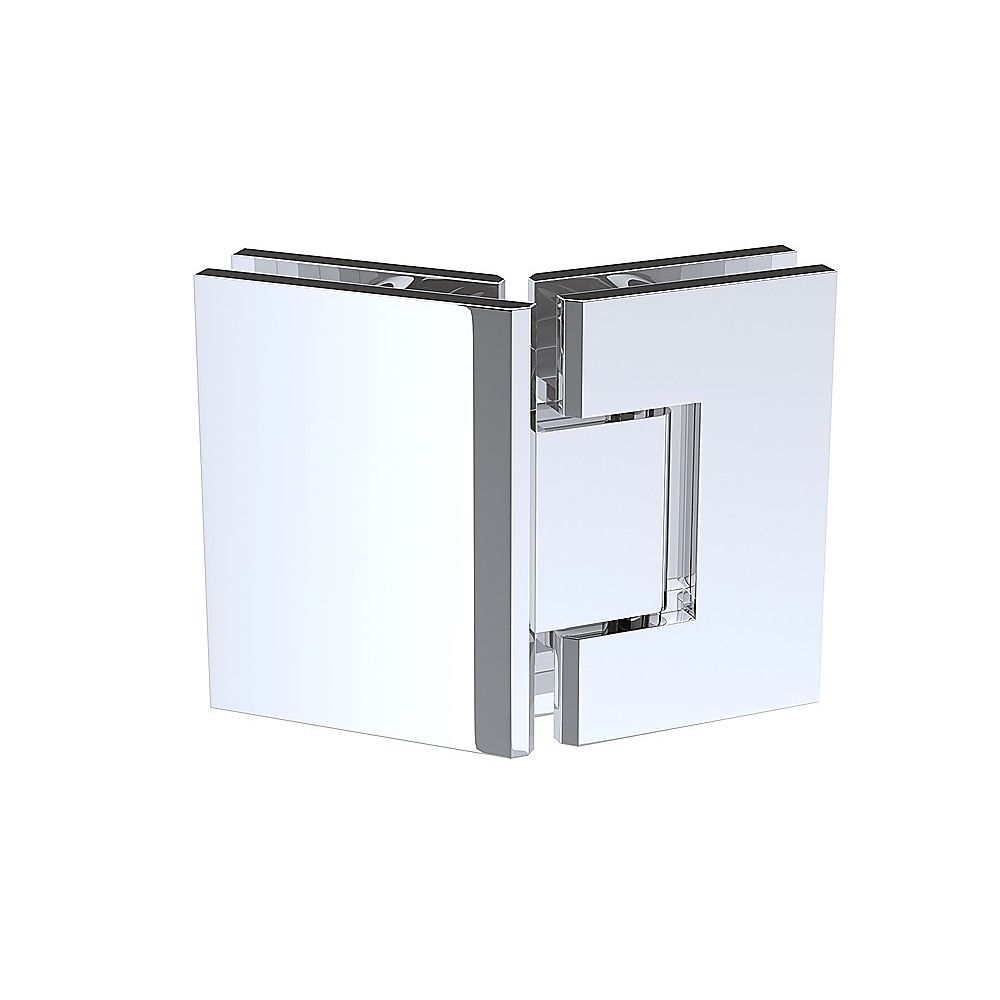 90cm Frameless Diamond Shower Screen – Chrome F-Brackets, Brass Hinges & Round Knob Handle