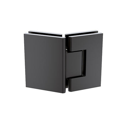 90cm Frameless Diamond Shower Screen - Black F-Brackets, Brass Hinges & Round Knob Handle V63-911841