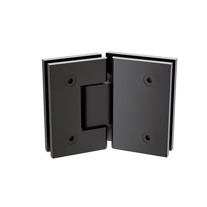 100cm Frameless Diamond Shower Screen - Black F-Brackets, Brass Hinges & Square Knob Handle V63-912081