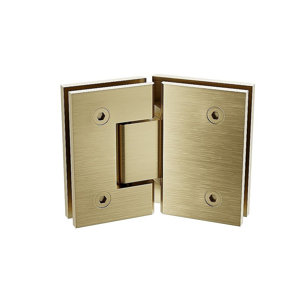 100cm Frameless Diamond Shower Screen – Gold F-Brackets, Brass Hinges & Square Knob Handle