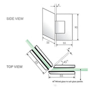 100cm Frameless Diamond Shower Screen – Gold F-Brackets, Brass Hinges & Round Knob Handle