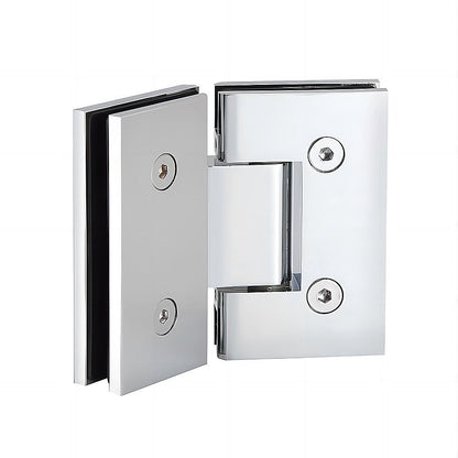 90cm Frameless Diamond Shower Screen - Channels with Brass Hinges in Chrome, Square Knob Handle V63-912421