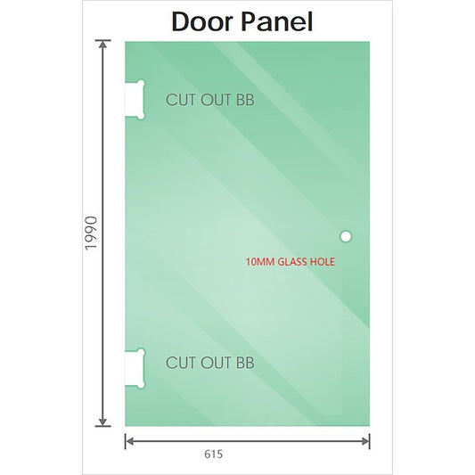 90cm Frameless Diamond Shower Screen - Channels with Brass Hinges in Black, Square Double Pull Handle V63-912551