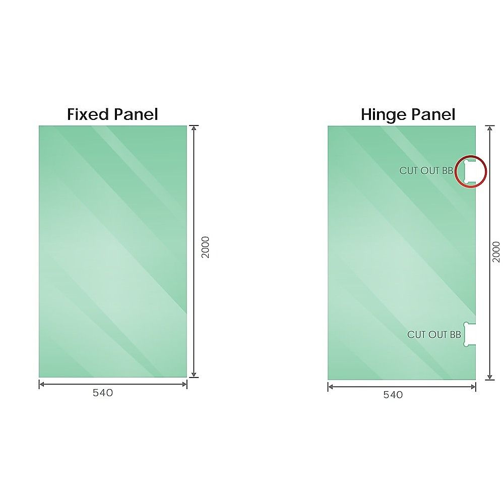 100cm Frameless Diamond Shower Screen – Channels with Brass Hinges in Gold, Square Knob Handle