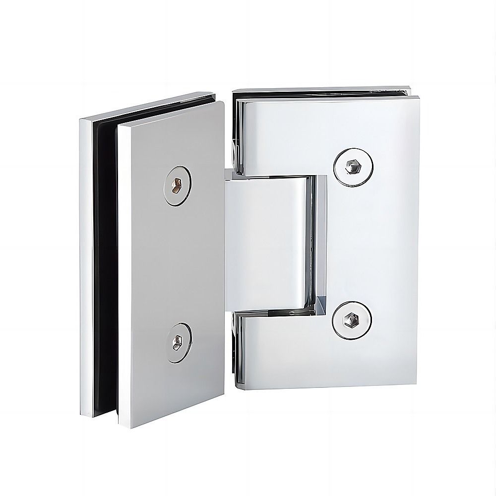 100cm Frameless Diamond Shower Screen – Channels with Brass Hinges in Chrome, Round Handle