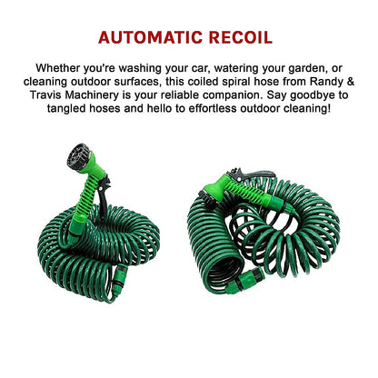 30M Garden Hose Heavy-Duty Coiled Spiral Car Washing Cleaning Water Hose Garden V63-912781