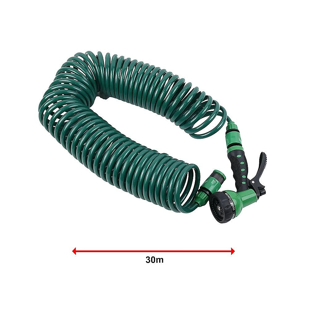 30M Garden Hose Heavy-Duty Coiled Spiral Car Washing Cleaning Water Hose Garden V63-912781