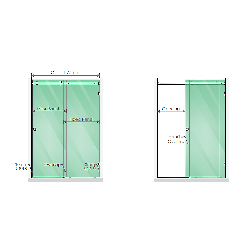 180x90cm Frameless Glass Sliding Corner Shower - With Black Rail and U-Brackets for Contemporary Bathrooms V63-914031