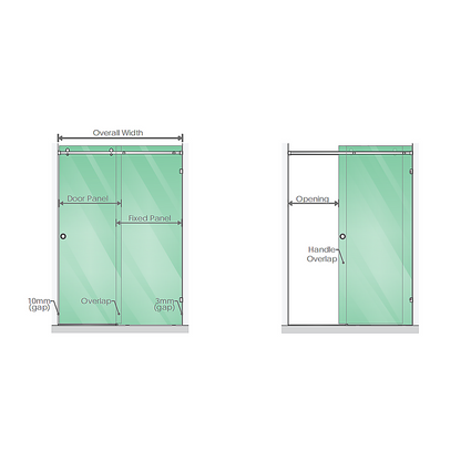 180x90cm Frameless Glass Sliding Corner Shower - With Black Rail and U-Brackets for Contemporary Bathrooms V63-914031