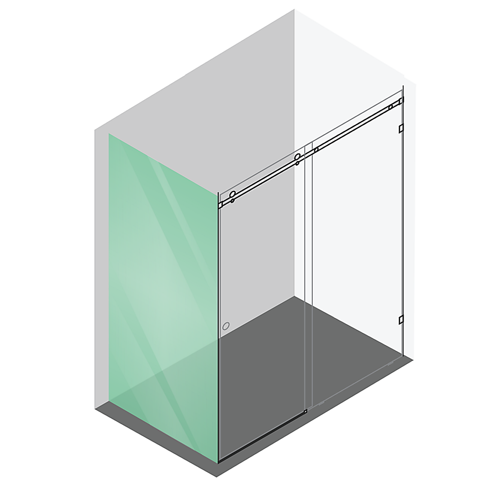 180x90cm Frameless Glass Sliding Corner Shower - With Black Rail and U-Brackets for Contemporary Bathrooms V63-914031