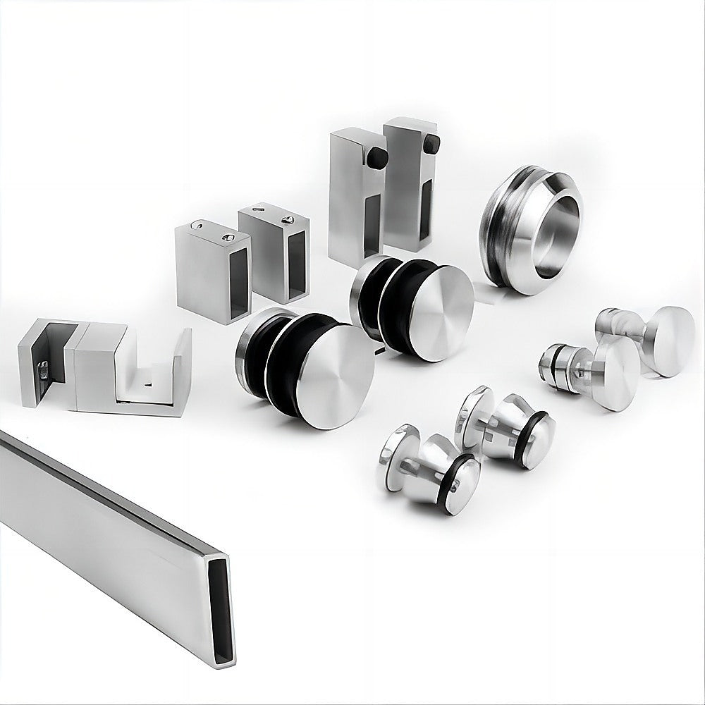 120x80cm Frameless Glass Sliding Corner Shower - With Nickel Rail and Wall Channel for Contemporary Bathrooms V63-914921