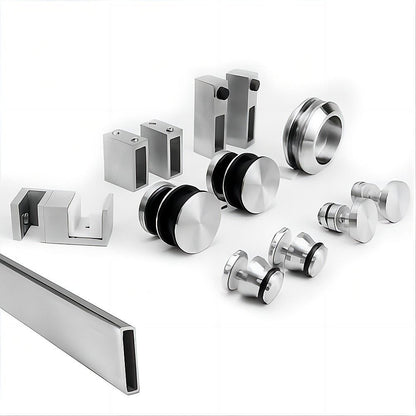 130x90cm Frameless Glass Sliding Corner Shower - With Nickel Rail and U-Brackets for Contemporary Bathrooms V63-914991