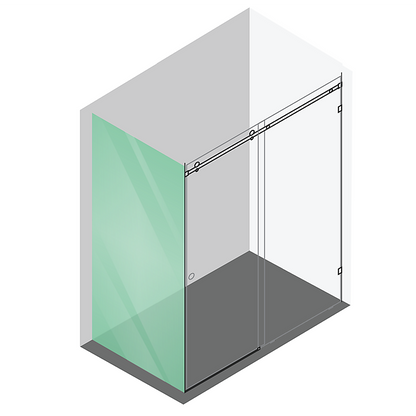 120x90cm Frameless Glass Sliding Corner Shower - With Chrome Rail and U-Brackets for Contemporary Bathrooms V63-915771