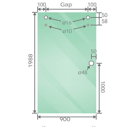 170x90cm Frameless Glass Sliding Corner Shower - With Chrome Rail and Wall Channel for Contemporary Bathrooms V63-916081