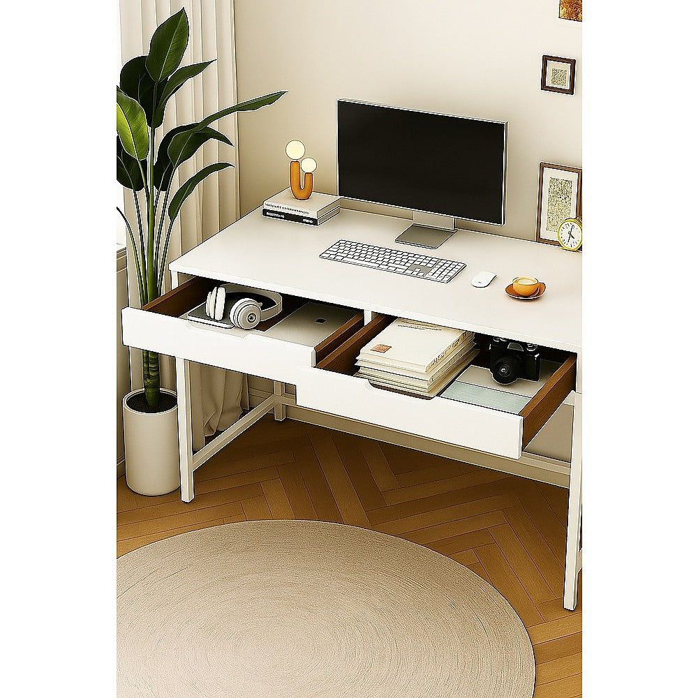 White Computer Desk - Modern PC Laptop Table for Gaming, Home Office, or Study Space Furniture V63-916171