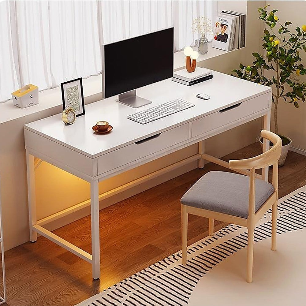 White Computer Desk - Modern PC Laptop Table for Gaming, Home Office, or Study Space Furniture V63-916171