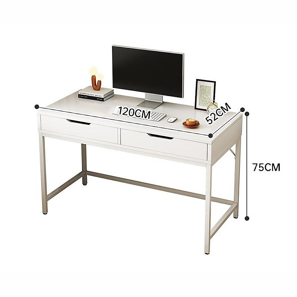 White Computer Desk - Modern PC Laptop Table for Gaming, Home Office, or Study Space Furniture V63-916171