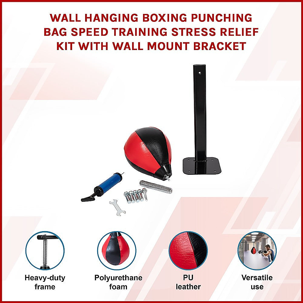 Wall Hanging Boxing Punching Bag Speed Training Stress Relief Kit with Wall Mount Bracket V63-916201