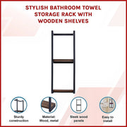 Stylish Bathroom Towel Storage Rack with Wooden Shelves V63-916231
