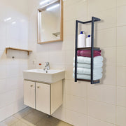 Stylish Bathroom Towel Storage Rack with Wooden Shelves V63-916231