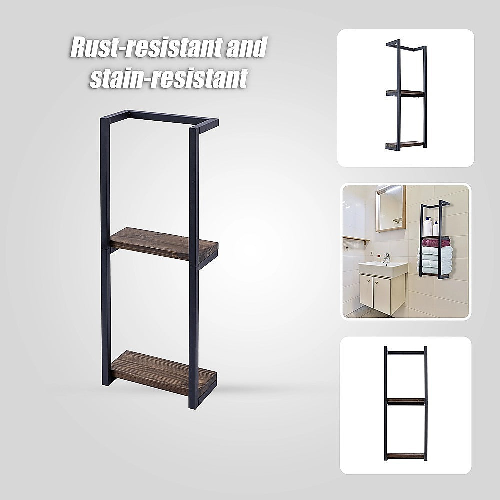 Stylish Bathroom Towel Storage Rack with Wooden Shelves V63-916231