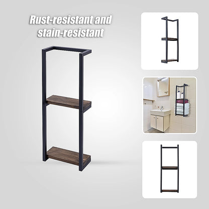 Stylish Bathroom Towel Storage Rack with Wooden Shelves V63-916231